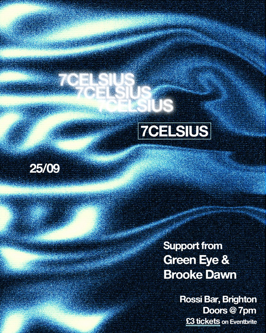 7CELSIUS 25/09 poster — blue liquid chrome