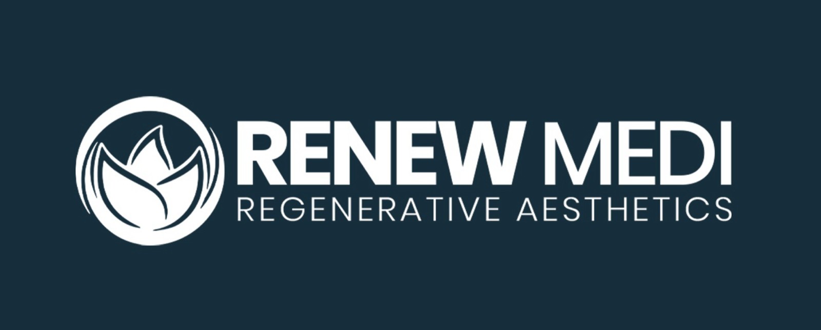 Renew Medi horizontal logo lockup on deep teal